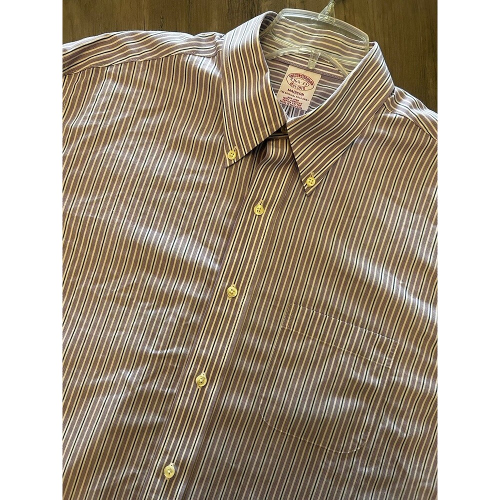 Brooks Brothers 1818 Madison Dress Shirt Mens Size 16.5 Striped Button Up
